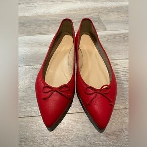 Jcrew red ballet flats genuine leather size 8
